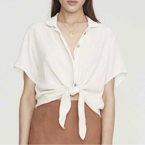 Faithfull the Brand Meia Shirt Plain Ecru Size US 4/Small